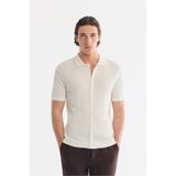 Avva Erkek Ekru Polo Yaka Önden Düğmeli Soft Touch Regular Fit Triko T-Shirt A61Y5037