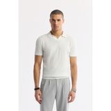 Avva Erkek Ekru Polo Yaka Rayon Triko Regular Fit T-Shirt A51Y5015 - 2XL