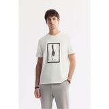 AVVA Erkek Ekru Regular Fit Bisiklet Yaka Baskılı Bi Stretch Interlok T-shirt A51y1029 - XL