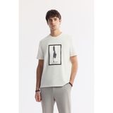 Avva Erkek Ekru Regular Fit Bisiklet Yaka Baskılı Bi Stretch Interlok T-shirt A51y1029