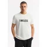 Avva Erkek Ekru Regular Fit Bisiklet Yaka Baskılı Bi Stretch İnterlok T-Shirt A51Y1166 - 2XL