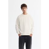 Avva Erkek Ekru Regular Fit Bisiklet Yaka Baskılı Elastan Sweatshirt A42Y1335