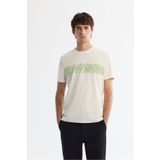 Avva Erkek Ekru Regular Fit Bisiklet Yaka İnterlok Elastan T-Shirt A42Y1005