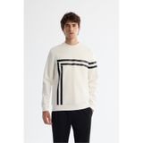 Avva Erkek Ekru Regular Fit Bisiklet Yaka Pamuklu Baskılı Elastan Sweatshirt A42Y1284