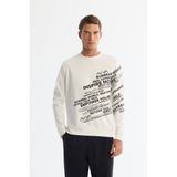 Avva Erkek Ekru Regular Fit Bisiklet Yaka Pamuklu Baskılı Sweatshirt A42Y1285