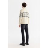 Avva Erkek Ekru Regular Fit Tam Balıkçı Yaka Kar Desenli Soft Touch Triko Kazak A42Y5147 - XL