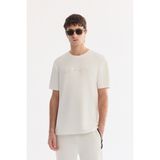 AVVA Erkek Ekru Yeşil Bisiklet Yaka Baskılı Bi-Stretch İnterlok Regular Fit T-shirt A61Y1161 - 2XL