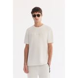 AVVA Erkek Ekru Yeşil Bisiklet Yaka Baskılı Bi-Stretch İnterlok Regular Fit T-shirt A61Y1161