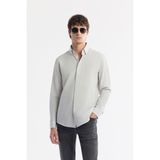 Avva Erkek Gri Alttan Britli Yaka Çizgili Gofreli Comfort Fit Gömlek A51Y2028 - 2XL