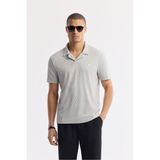 Avva Erkek Gri Apaj Yaka Çizgili Jakarlı Elastan Regular Fit T-Shirt A51Y1145 - M