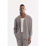 AVVA Erkek Gri Apaj Yaka Nefes Alan Soft Touch Regular Fit Gömlek A61Y2062