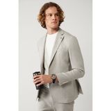 Avva Erkek Gri Astarsız Keten Karışımlı Lightweight Comfort Slim Fit Ceket A41Y4029 - 54