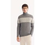 Avva Erkek Gri Balıkçı Yaka Soft Touch Desenli Triko Regular Fit Kazak A52Y5072 - 2XL