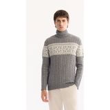 Avva Erkek Gri Balıkçı Yaka Soft Touch Desenli Triko Regular Fit Kazak A52Y5072 - M