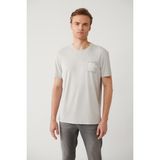 Avva Erkek Gri Bisiklet Yaka Baskılı Soft Touch Regular Fit T-Shirt A41Y1136 - M