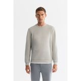 Avva Erkek Gri Bisiklet Yaka Pamuklu Baskılı Elastan Regular Fit Sweatshirt A42Y1243