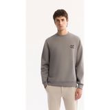 Avva Erkek Gri Bisiklet Yaka Pamuklu Bi-Stretch Basic Regular Fit Sweatshirt A52Y1328 - XL