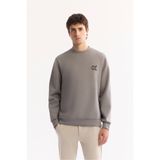 Avva Erkek Gri Bisiklet Yaka Pamuklu Bi-Stretch Basic Regular Fit Sweatshirt A52Y1328