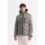 AVVA Erkek Gri Çıkma Kapüşonlu %100 Kaz Tüyü Su İtici Rüzgar Geçirmez Parlak Şişme Comfort Fit Kayak Montu A42Y6158 - 2XL
