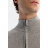 Avva Erkek Gri Dik Yaka Fermuarlı Önü Desenli Soft Touch Triko Regular Fit Hırka A42Y5077 - 2XL