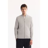 Avva Erkek Gri Dik Yaka Fermuarlı Rayon Tüylenmeyen Regular Fit Hırka A52Y5013