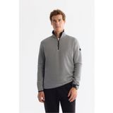 Avva Erkek Gri Dik Yaka Fermuarlı Soft Touch Polar Regular Fit Sweatshirt E001068