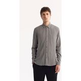 Avva Erkek Gri Düğmeli Yaka Pamuklu Soft Touch Dokulu Regular Fit Gömlek A52Y2055 - 2XL