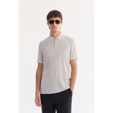AVVA Erkek Gri Kıvrılmaz Polo Yaka Fermuarlı Regular Fit T-Shirt A61Y1046