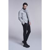 AVVA Erkek Gri Klasik Yaka Çıtçıtlı Kapaklı Cepli Kısa Kaşe Comfort Fit Mont A32Y6121 - 2XL