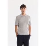 Avva Erkek Gri Polo Yaka Fermuarlı Rayon Regular Fit Triko T-shirt A61Y5018 - 2XL