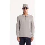 Avva Erkek Gri Polo Yaka Fermuarlı Rayon Tüylenmeyen Basic Triko Regular Fit Kazak B005150 - 3XL