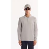 Avva Erkek Gri Polo Yaka Fermuarlı Rayon Tüylenmeyen Basic Triko Regular Fit Kazak B005150 - XS