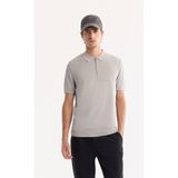 Avva Erkek Gri Polo Yaka Fermuarlı Rayon Tüylenmeyen Triko Regular Fit T-Shirt A52Y5006 - 2XL