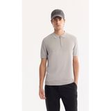 Avva Erkek Gri Polo Yaka Fermuarlı Rayon Tüylenmeyen Triko Regular Fit T-Shirt A52Y5006 - XS