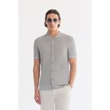 AVVA Erkek Gri Polo Yaka Önden Düğmeli Regular Fit Triko T-Shirt A61Y5017