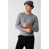 Avva Erkek Gri Regular Fit Bisiklet Yaka Yün Karışımlı Triko Kazak B005013
