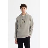 Avva Erkek Gri Regular Fit Kapüşonlu Pamuklu Baskılı Elastan Sweatshirt A42Y1324