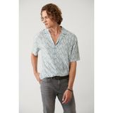 Avva Erkek Haki %100 Viskon Apaj Yaka Baskılı Viskon Kısa Kollu Regular Fit Gömlek A41Y2148 - 2XL