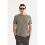 AVVA Erkek Haki Bisiklet Yaka Baskılı Soft Touch Nefes Alan Regular Fit T-Shirt A61Y1020