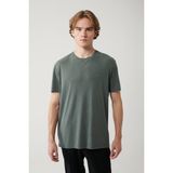 Avva Erkek Haki Bisiklet Yaka Bi-Stretch Soft Touch Basic Regular Fit T-Shirt B001031 - 3XL