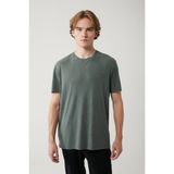 Avva Erkek Haki Bisiklet Yaka Bi-Stretch Soft Touch Basic Regular Fit T-Shirt B001031 - XXL