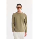 AVVA Erkek Haki Bisiklet Yaka Pamuklu Kolay Ütülenen SBi-Stretch Regular Fit Sweatshirt A61Y1205 - XS
