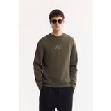 Avva Erkek Haki Bisiklet Yaka Pamuklu Şardonlu Baskılı Regular Fit Sweatshirt A52Y1327