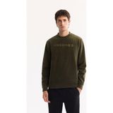 AVVA Erkek Haki Bisiklet Yaka Soft Touch Baskılı Polar Regular Fit Sweatshirt A52Y1269 - M