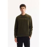 Avva Erkek Haki Bisiklet Yaka Soft Touch Baskılı Polar Regular Fit Sweatshirt A52Y1269