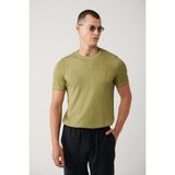 Avva Erkek Haki Bisiklet Yaka Triko Regular Fit T-Shirt A41Y5074 - 2XL