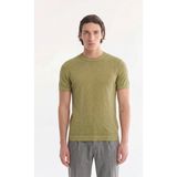 Avva Erkek Haki Bisiklet Yaka Triko Regular Fit T-Shirt A41Y5074 - XL
