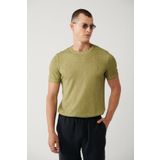 Avva Erkek Haki Bisiklet Yaka Triko Regular Fit T-Shirt A41Y5074