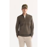Avva Erkek Haki Dik Yaka Fermuarlı Rayon Tüylenmeyen Triko Regular Fit Kazak A52Y5021