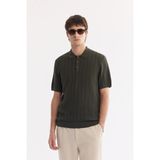 Avva Erkek Haki Polo Yaka Düğmeli Soft Touch Regular Fit Triko T-Shirt A61Y5020